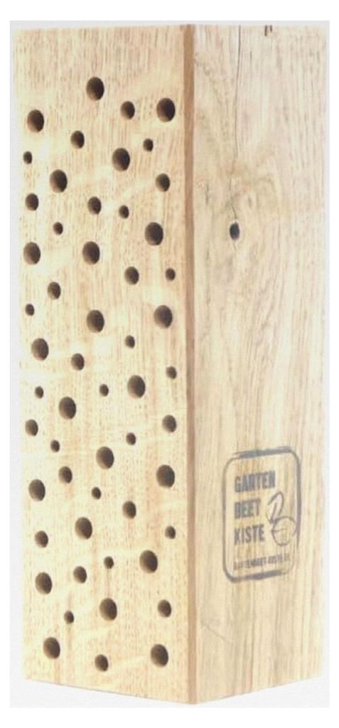Bienenhotel Stamm Insektenhotel Wildbienen Eiche Massivholz Hartholz Nisthilfe Bienen (Natur unbehandelt, 25 cm)