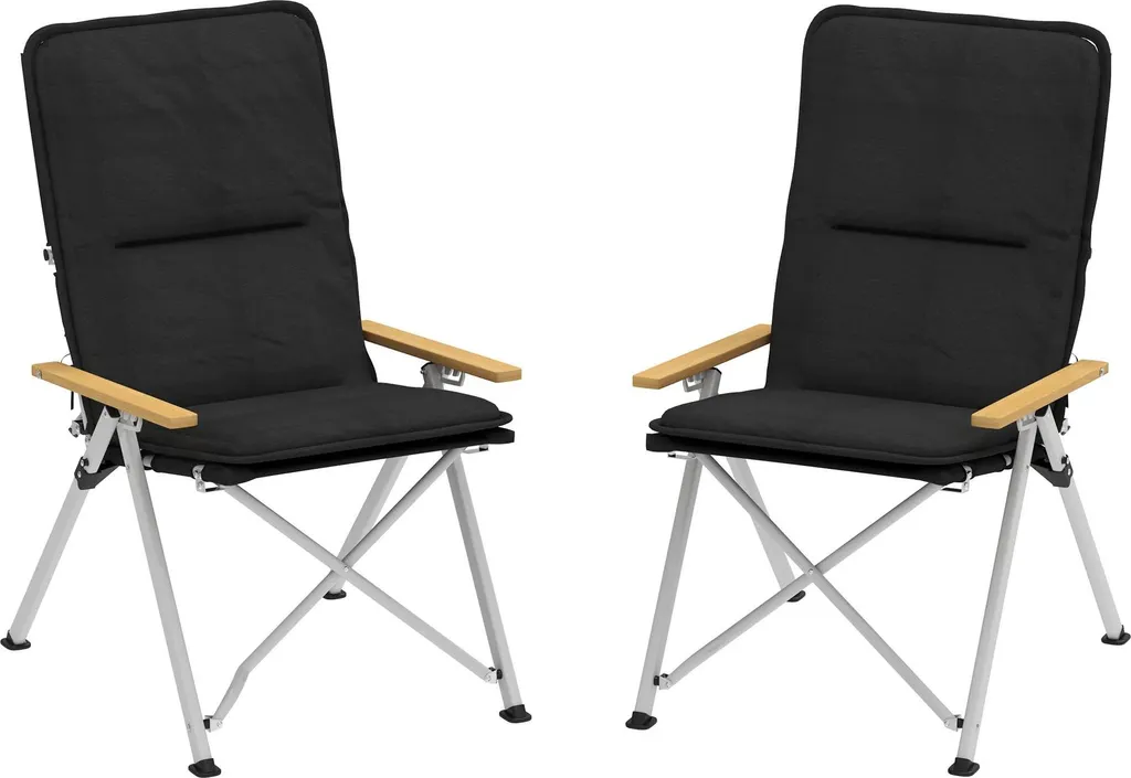 Fauteuils de camping inclinables Noir structure aluminium légère