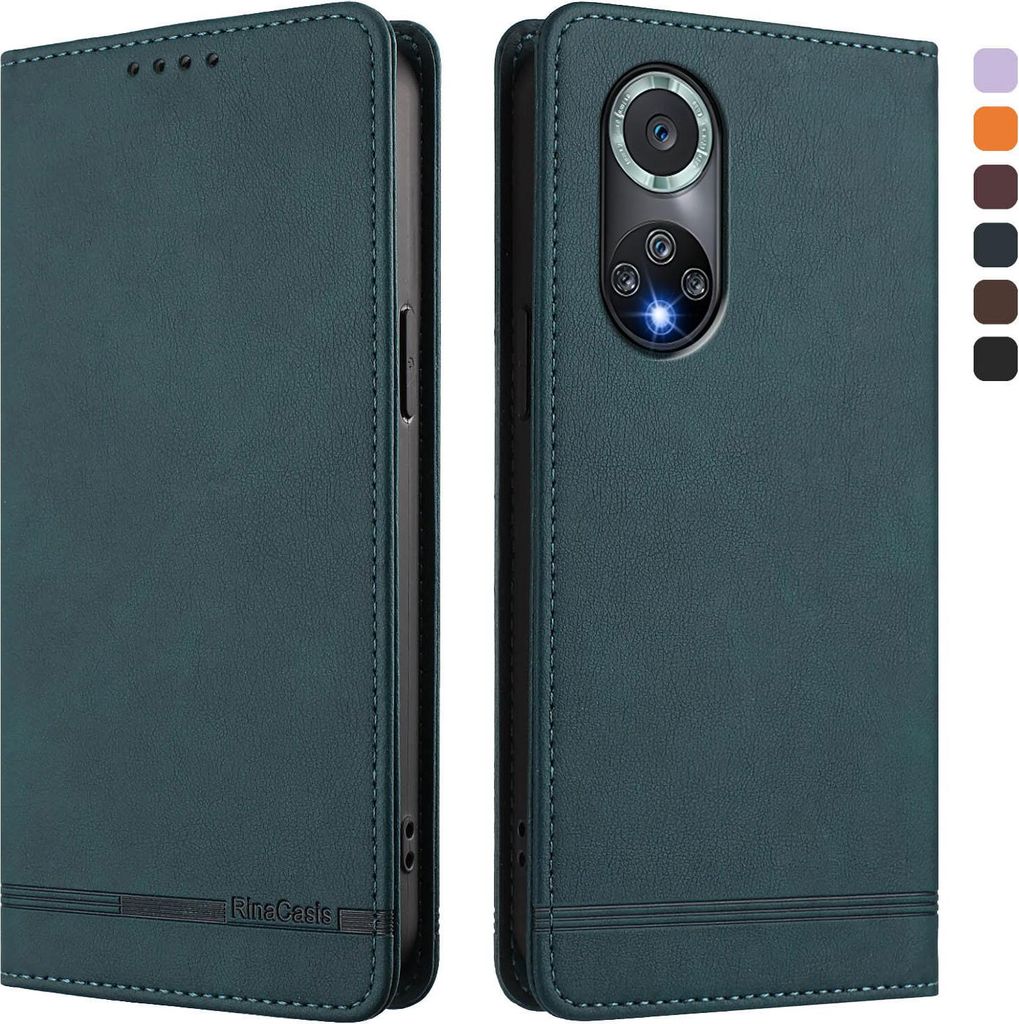 Hülle für Huawei Nova 9 Pro /Honor 50 Pro, Retro Kunstleder Ständer Klapphülle mit Kartenfächer und Magnetische Grün
