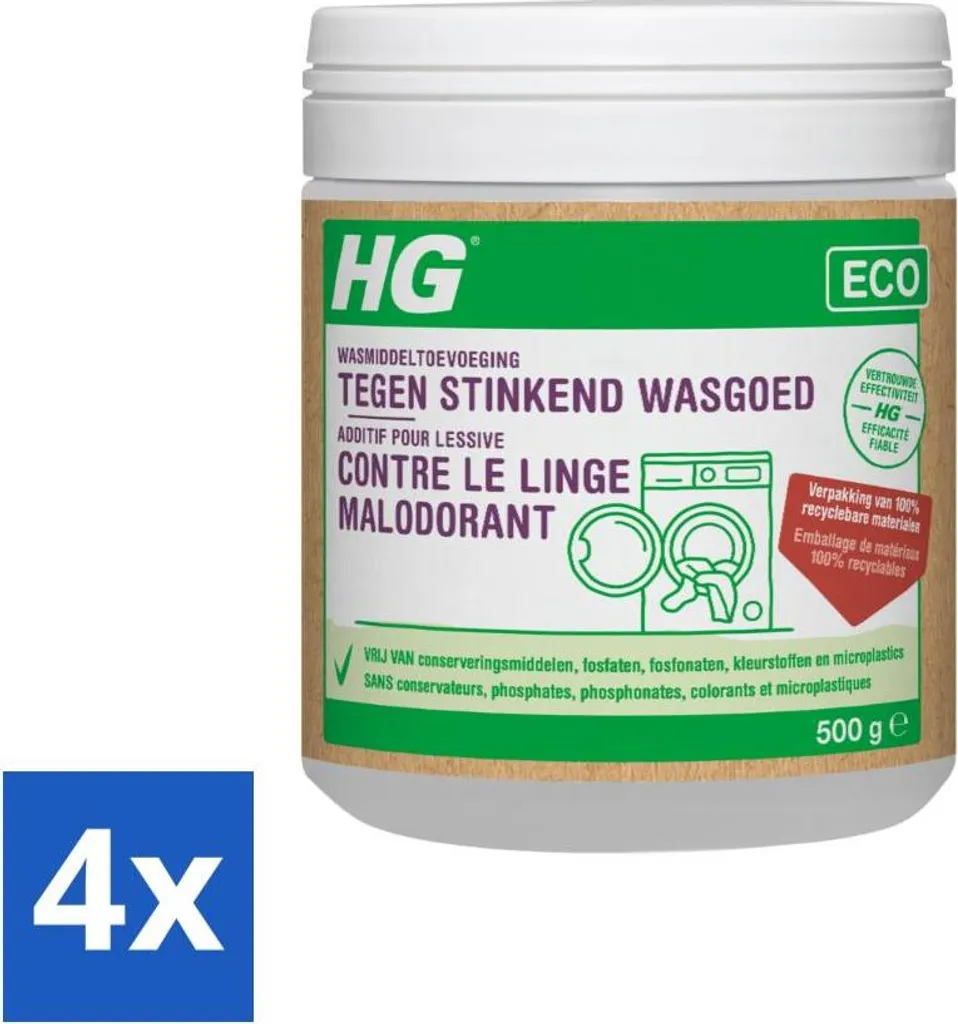 Additif linge HG Eco contre les odeurs désagréables 500g - Pack de 4