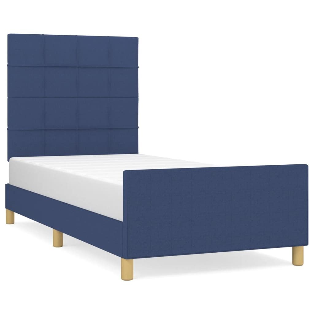vidaXL Bettgestell ohne Matratze Blau 90x200 cm Stoff