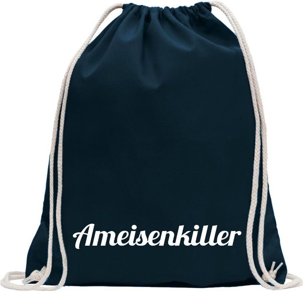 Kiwistar - Turnbeutel - dunkelblau - Ameisenkiller - Fun Rucksack Sport Beutel Gymsack Baumwolle mit Ziehgurt