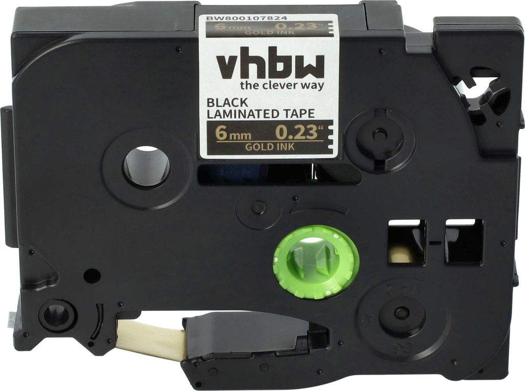 vhbw Schriftband-Kassette Ersatz für Brother TZE-314, TZ-314 für Etiketten-Drucker 8m x 6mm Gold auf Schwarz