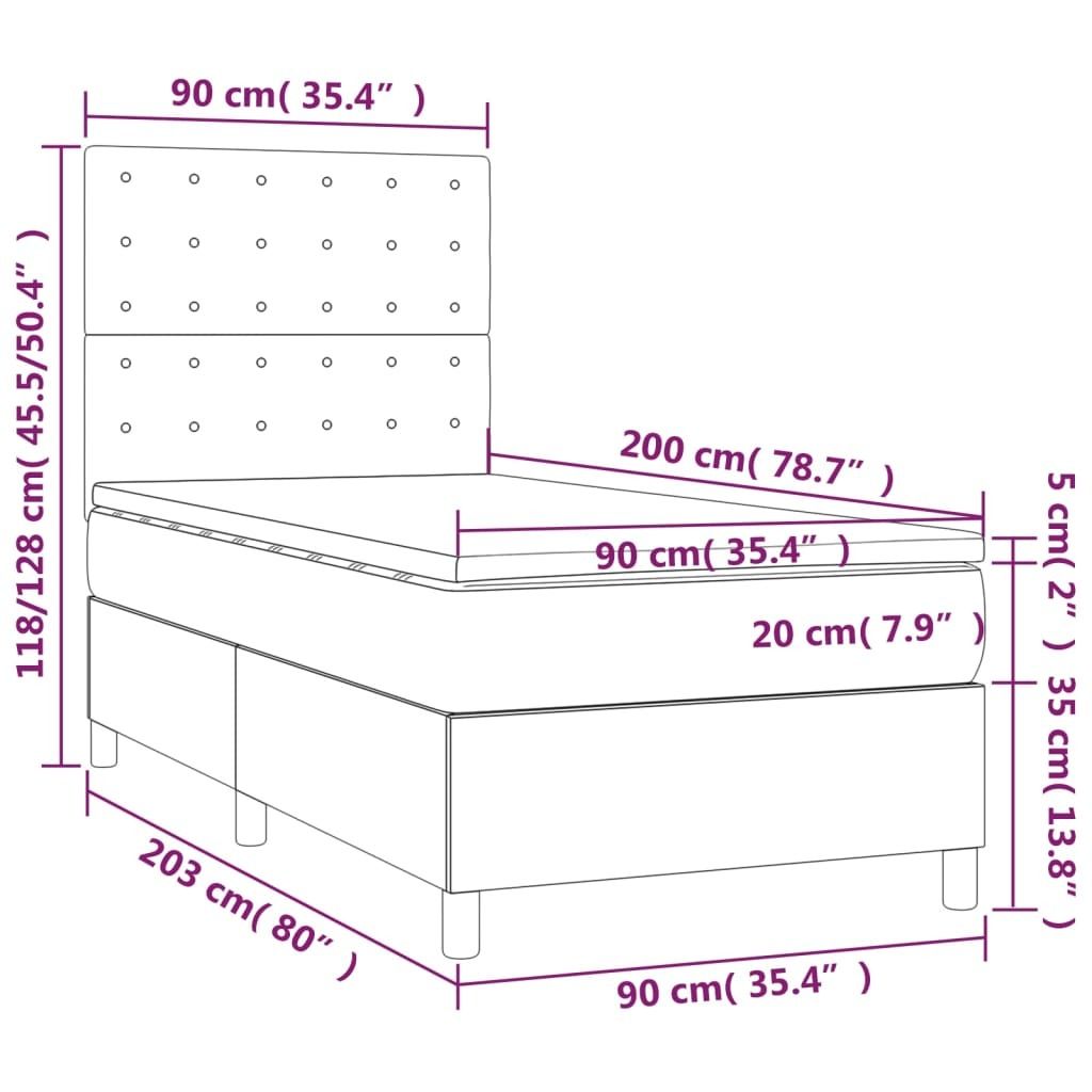 The Living Store Boxspringbett mit Matratze Schwarz 90x200 cm Samt
