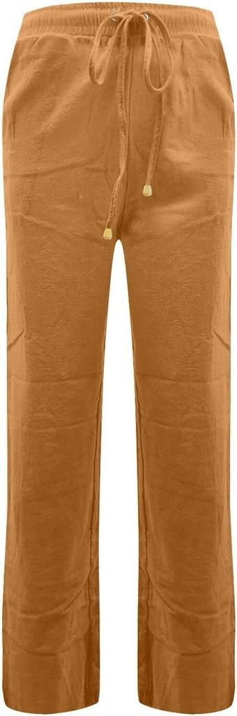 AMDOLE Damenhose Baumwolle-Leinen - Lässig, Mit Bedruckten Taschen, Für Alltag