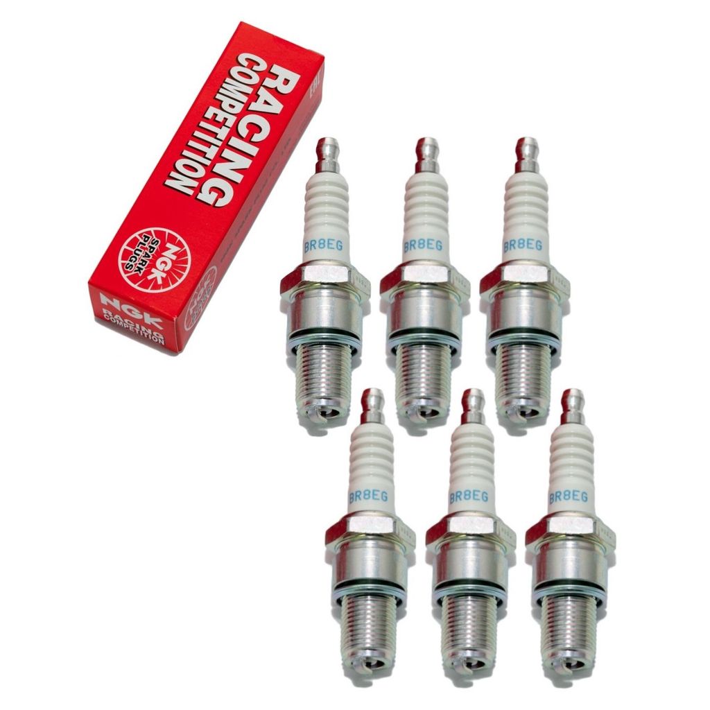 Zündkerzen Set NGK 6x BR8EG Racing-Zündkerze / Rennzündkerze entstört, 19,0mm Langgewinde Ø 14,0mm Hex 20,8mm, Elektrodenabstand 0,75mm, Wärm...