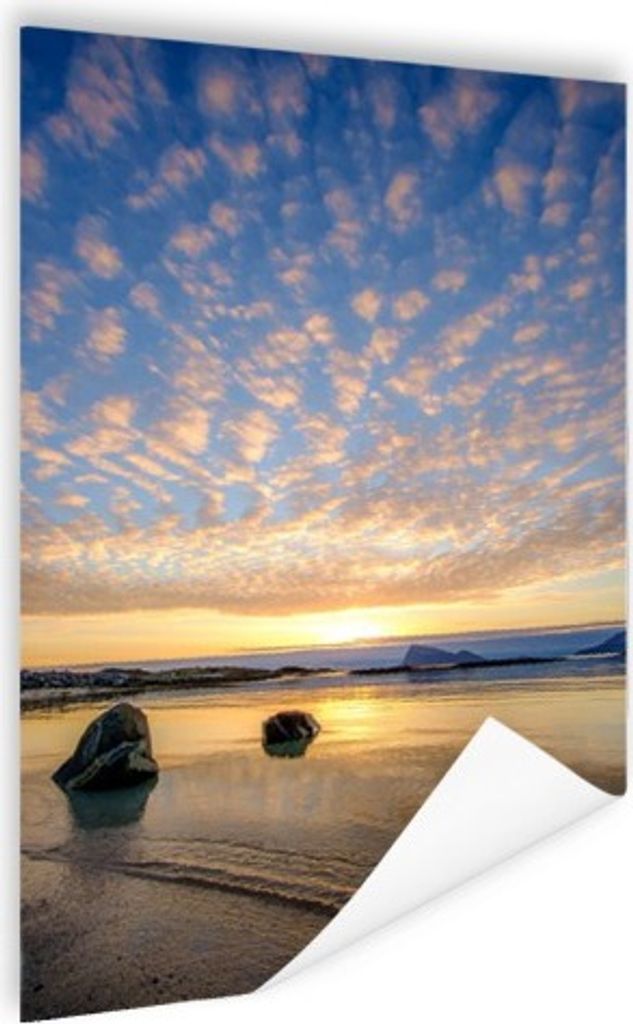 MuchoWow Poster Strand - Sonne - Wolken 80x120 cm - Papierdruck