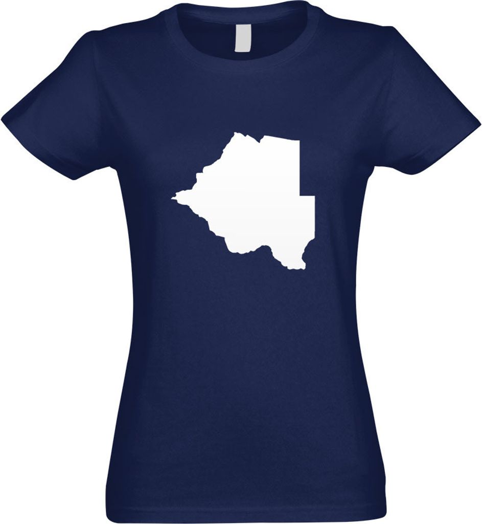 Kiwistar - T-Shirt tailliert - Damen - Navy - Botswana Umriss Kontur - mit Motiv Bedruckt - Funshirt Design - Sport - Freizeit - Damen - XL