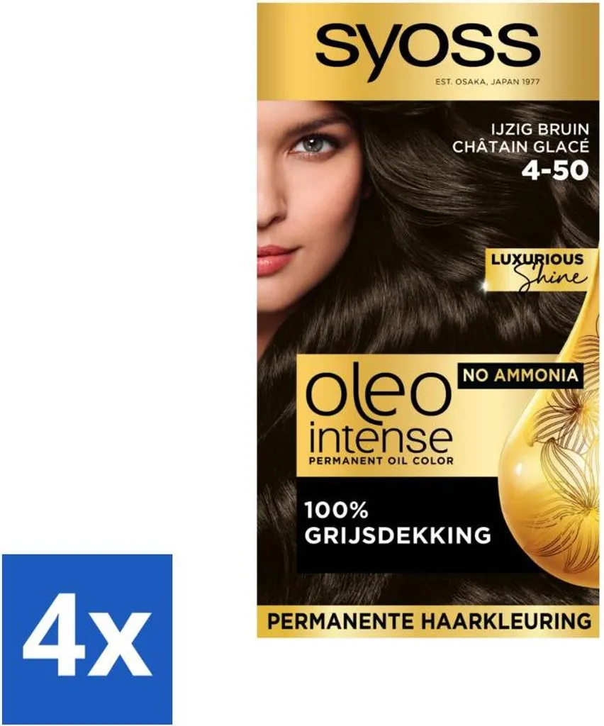 Syoss Oleo Intense 4-50 Castano Ghiaccio Set 4 Pezzi | Tinta Senza Ammoniaca