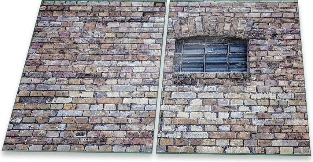 Herdabdeckplatte Glaskeramik 2-Teilig 2x40x52 Retro Beige Abdeckung Spritzschutz Glas