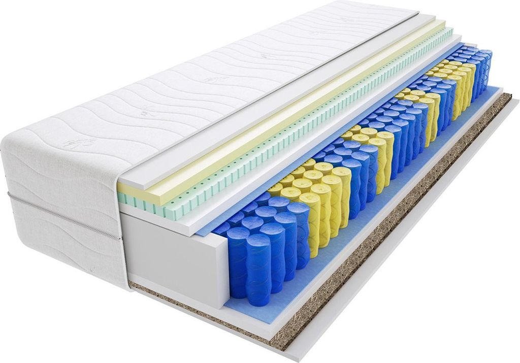 Matratze 70x200 cm Doppelmatratze, H3 & H4 Federkernmatratze, Taschenfederkernmatratze 27 cm Hoch Latex Visco Memory Seegras Hypoallergene, HR-Scha...