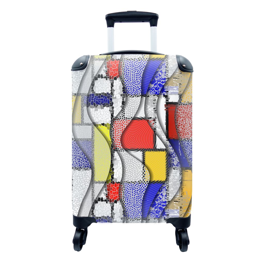 MuchoWow Koffer Handgepäck Trolley Rollkoffer Kleine Reisekoffer mit 4 Rollen - Mondrian - Kubismus - Kunst - Muster - Cabin Size < 55x40x23 cm ...