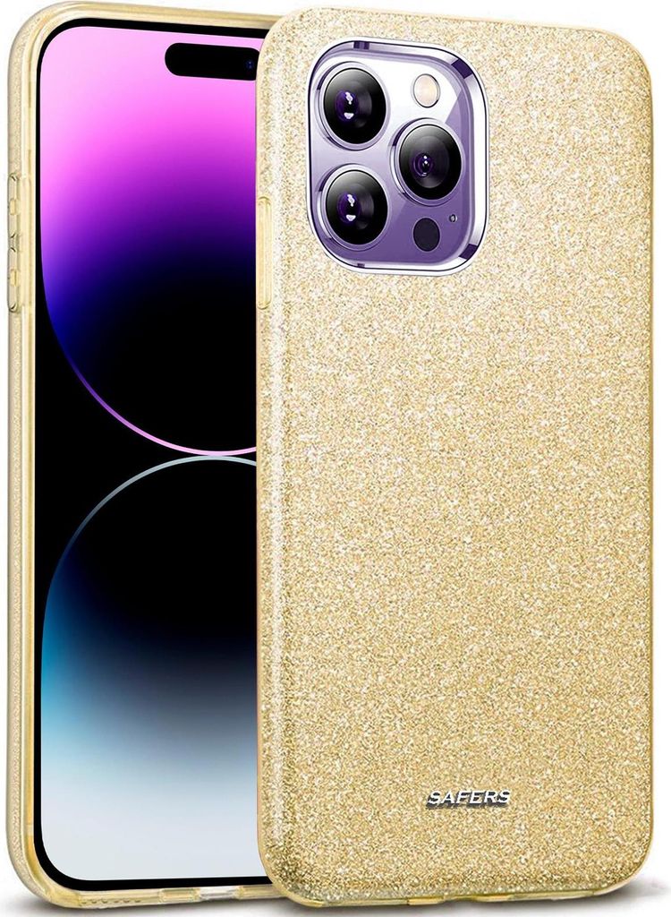 Handy Case für Apple iPhone 14 Pro Hülle Glitzer Cover TPU Schutzhülle, Gold