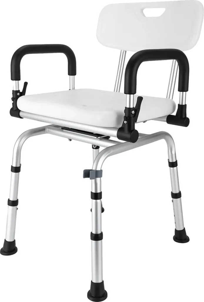 Siège de douche médical pivotant et réglable pour senior, bicolore