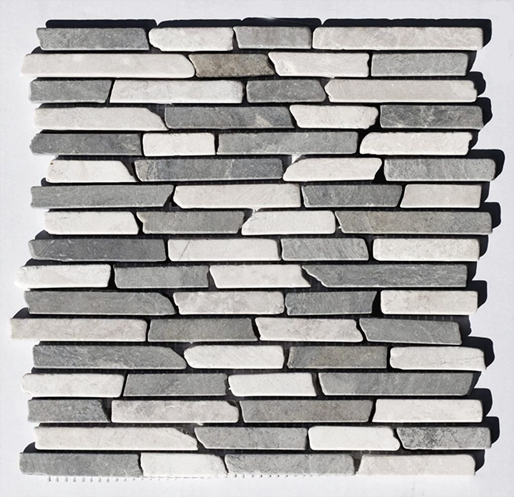 1 qm ST-1-435 Marmor Natursteinmosaik Stäbchenmosaik Hellgrau Beige Weiß Bad-Design Fliesen Lager Verkauf Stein-Mosaik Herne NRW