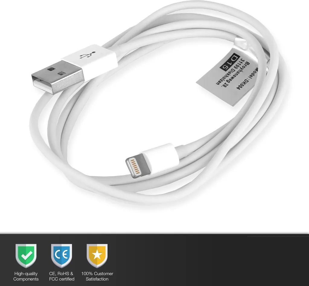 Câble USB compatible iPhone 7 6 5 SE - Lot de 2 pour éviter les pannes