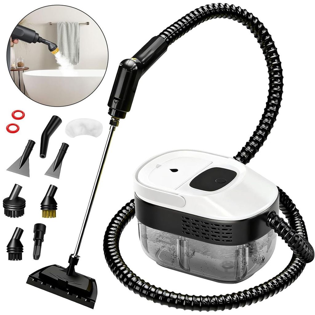 Handlicher Dampfreiniger mit verstellbarem Griff, 1,6 L Tank, schnelle Aufheizung, für Küche, Bad und Auto