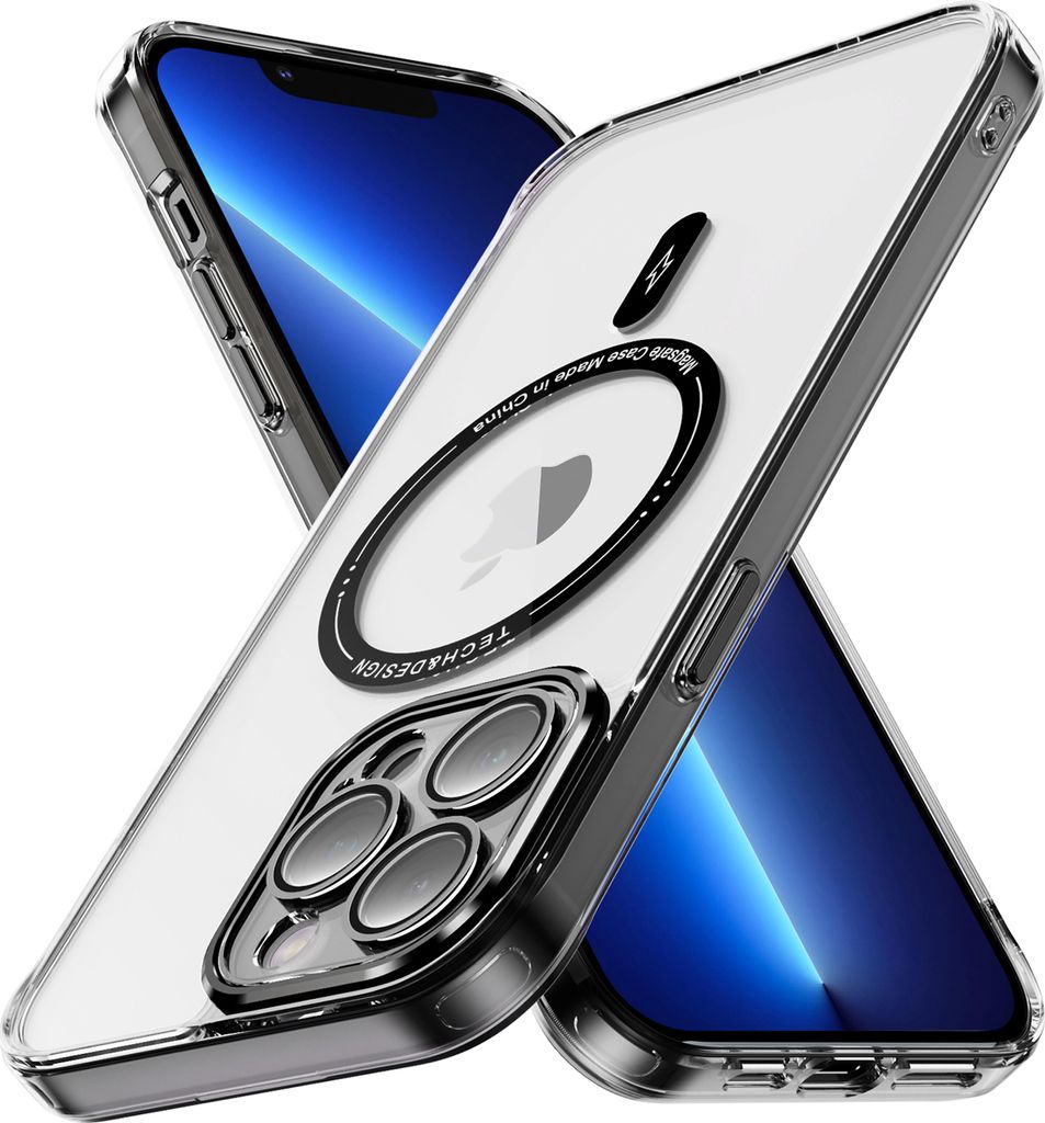 Magnetisch Klare Hülle für iPhone 11 Pro, Kompatibel mit MagSafe, Hybrid Stoßfeste Handyhülle Schwarz