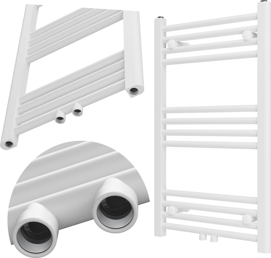 Granitan | Handtuchheizkörper Raven - 80x50 cm - Weiß - Modernes Design - Funktional und Elegant