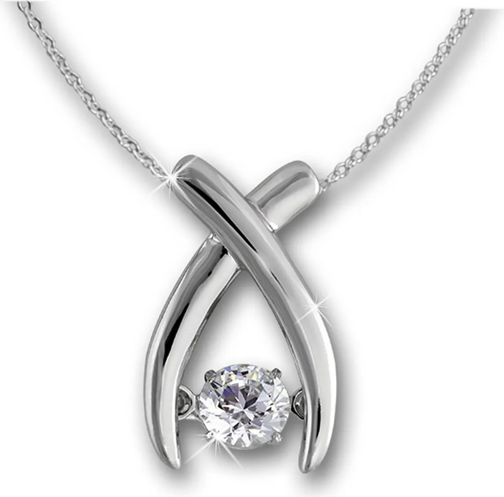 Collier Femme en Argent avec Pendentif Croix et Zirconium Mobiles