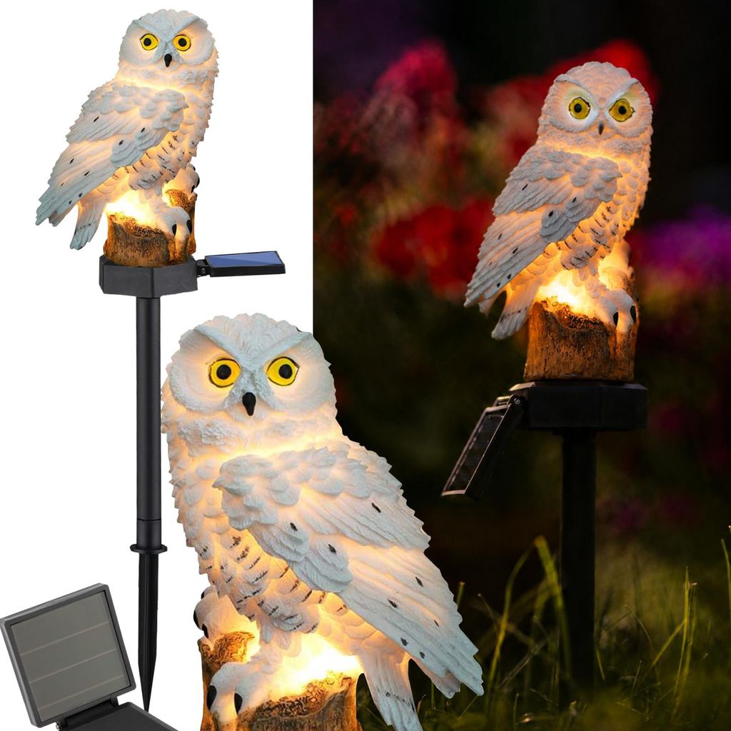 LUMILED Solar Eule Gartenleuchte 42 cm, weiße Eule Produktbild 