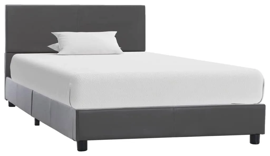 Sommier 100x200 cm en Similicuir Gris - Finition Douce et Entretien Facile