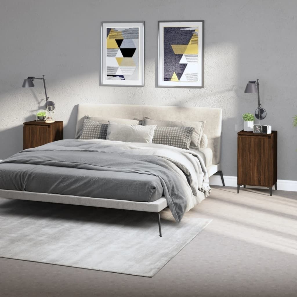"im Angebot" Nachttische 2 Stk. - Schlafzimmertisch modern - Braun Eichen-Optik 40x35x70 cm Holzwerkstoff - Beistellschrank CC21718
