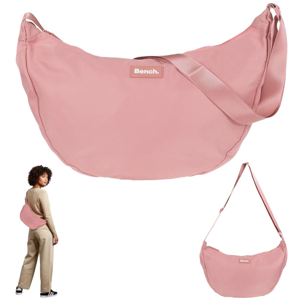 Handtasche Bench Damen Slingbag Crossbody Schultertasche Moon Sichel Form Tasche Freizeittasche Damentasche Nova Crossbag 64216 5700 Rosa + Etui