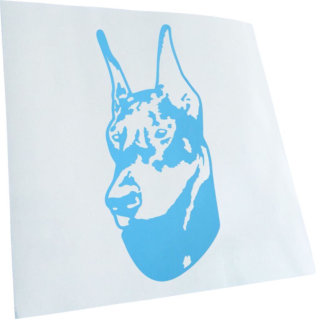 Kiwistar - Autoaufkleber - Doberman Pinscher Hund - Lichtblau - 60x27cm - Aufkleber für Auto, Laptop, Fahrrad, LKW, Motorrad Mehrfarbig JDM Decal ...