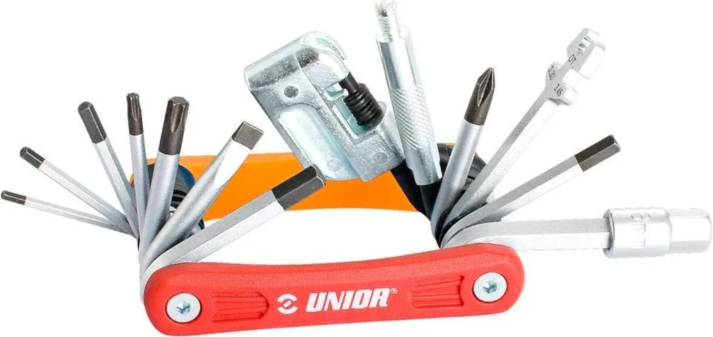 Unior Euro17 Outil multifonctions 17 en 1 robuste en acier chromé rouge