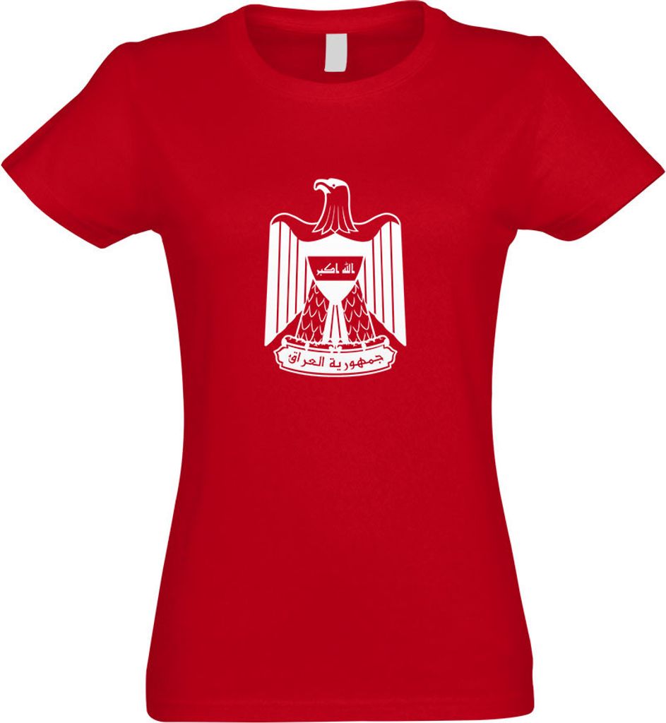 Kiwistar - T-Shirt tailliert - Damen - rot - Irak Wappen - mit Motiv Bedruckt - Funshirt Design - Sport - Freizeit - Damen - XL