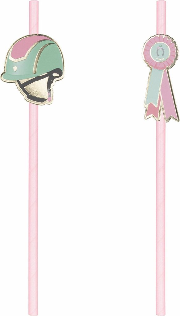 10 Papierstrohhalme Pferd Rosa Karton 20 cm - Einheitsgröße