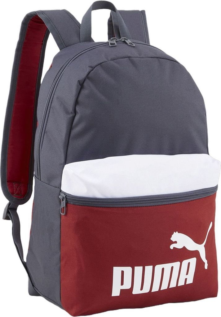 PUMA Rucksack Phase Backpack 22L Galactic Gray-Intense Red-PUMA White-Intense Red grau