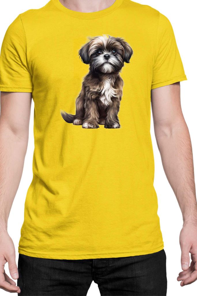 Herren T-Shirt Dogs Breeds Shih Tzu Dog Breed 006, Man XL / Gelb