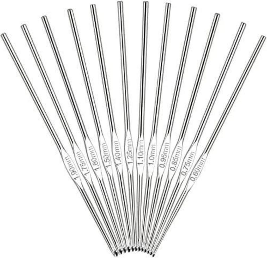 Coopay Häkelnadel Set 12 Stück Feine Spitze Größe 0,6-1,9 Produktbild 