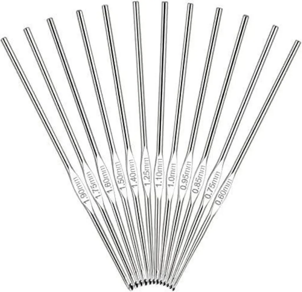 Crochet Fin Anti-Accroche - Set de 12 Pièces pour Ouvrages de Précision