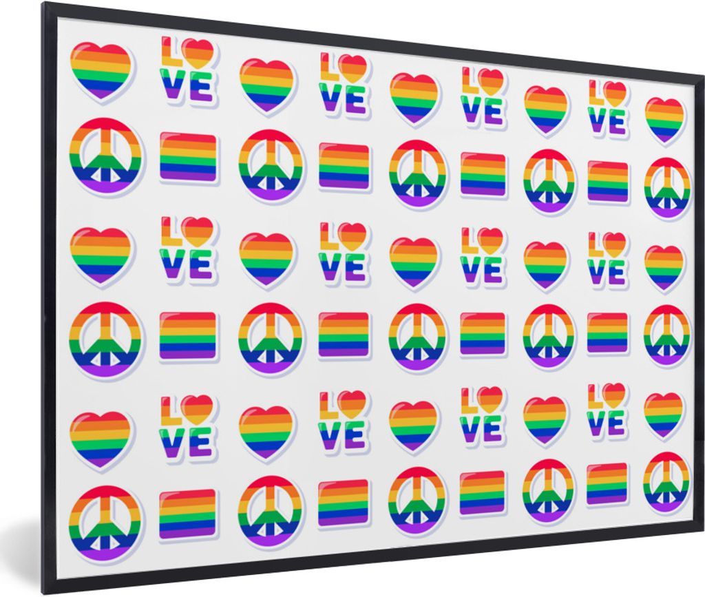 MuchoWow Gerahmtes Poster Stolz - Regenbogen - Liebe 60x40 cm - Poster mit Schwarzem Bilderrahmen Wandposter Rahmen Foto Bilder - Printing - Wand...