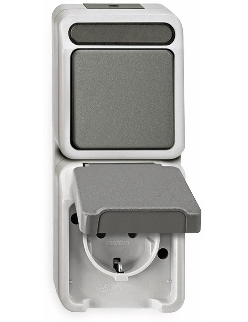 MERTEN Kombi.SCHUKO-Steckd. MEG3495-8029 Wechselschalter lichtgrau AQUASTAR MEG34 MEG3495-8029 (MEG3495-8029)