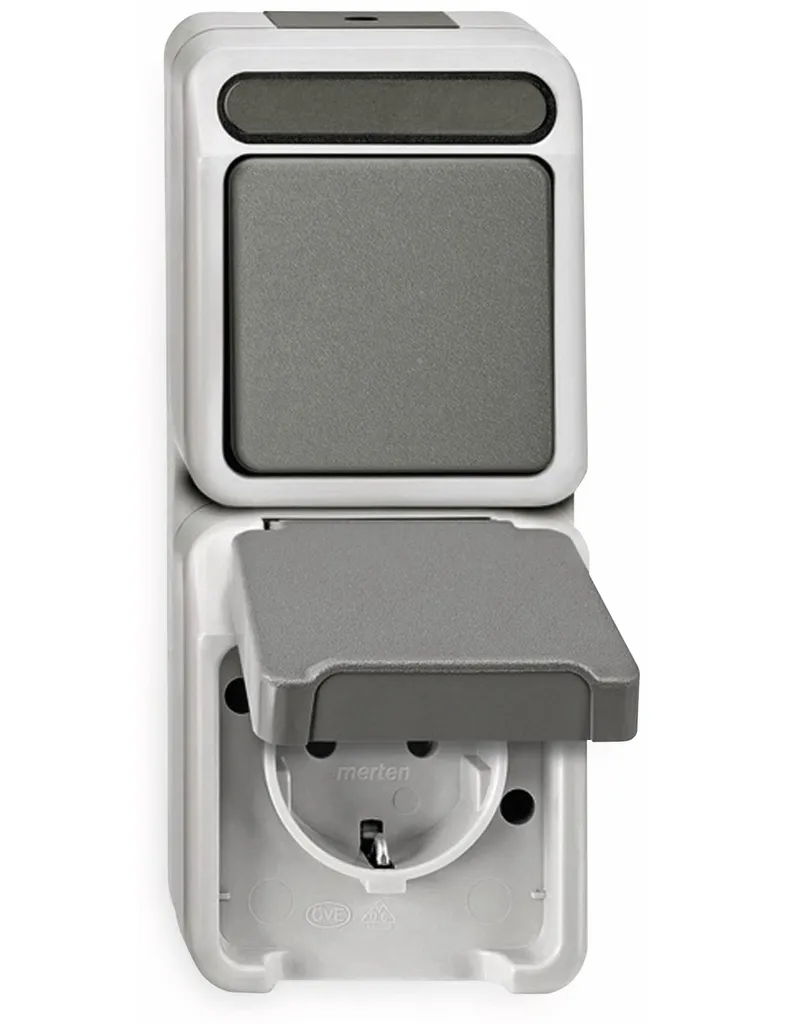 Interrupteur et Prise AQUASTAR MERTEN MEG3495-8029 Gris IP44 Robuste