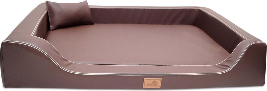 tierlando Orthopädisches LUXUS-Hundebett MELODY LATEX Anti-Haar Kunstleder - Größe: 85x60cm | Farbe: 01 Braun