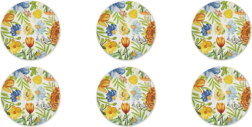 Set 6 Piatti Pizza 32cm Excelsa Blooming Porcellana per Famiglia