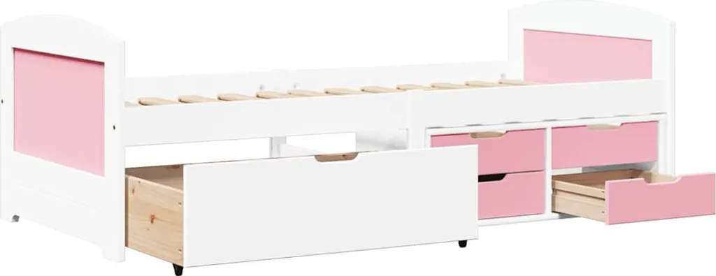 Lit de jour 90x200cm avec 5 tiroirs : la solution gain de place Blanc Rose