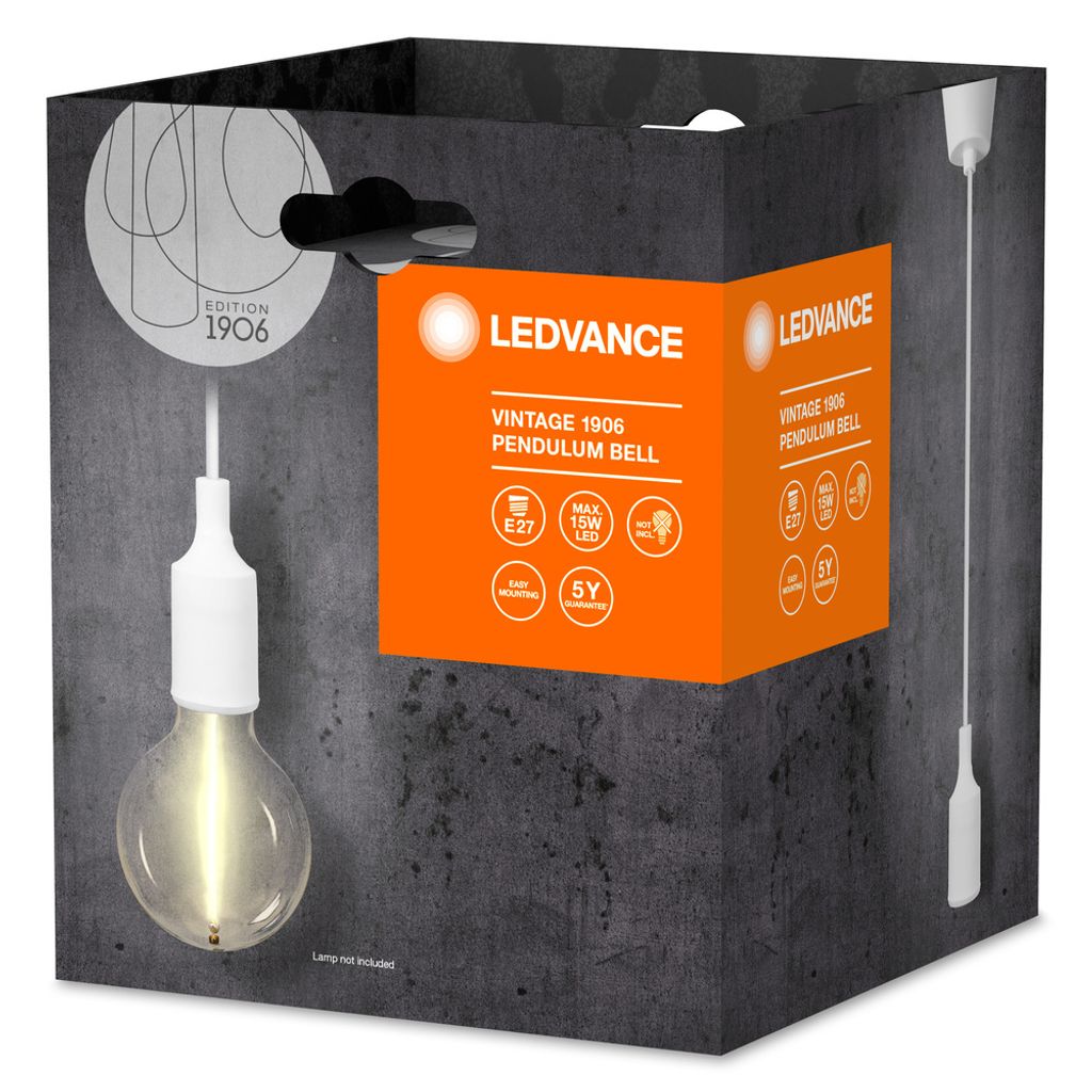 Suspension Vintage Bell Blanc Design Rétro, E27, Blanc Mat Image du produit 