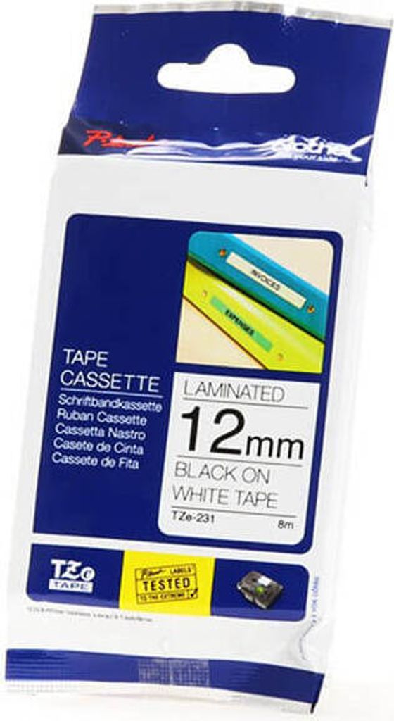 Kazeta s páskou Brother 12 mm biela/čierna TZE231 Obrázok produktu 5