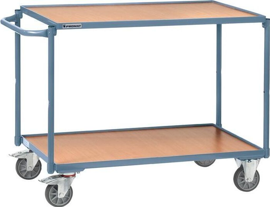 Promat Tischwagen 2 Ladeflächen Bügel gerade Tragfähigkeit 250kg L1000xB600mm RAL5014