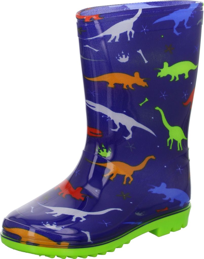 Sneakers Kinder-Gummistiefel Dinosaurier Blau-Grün-Rot-Grau, Farbe:blau, EU Größe:26