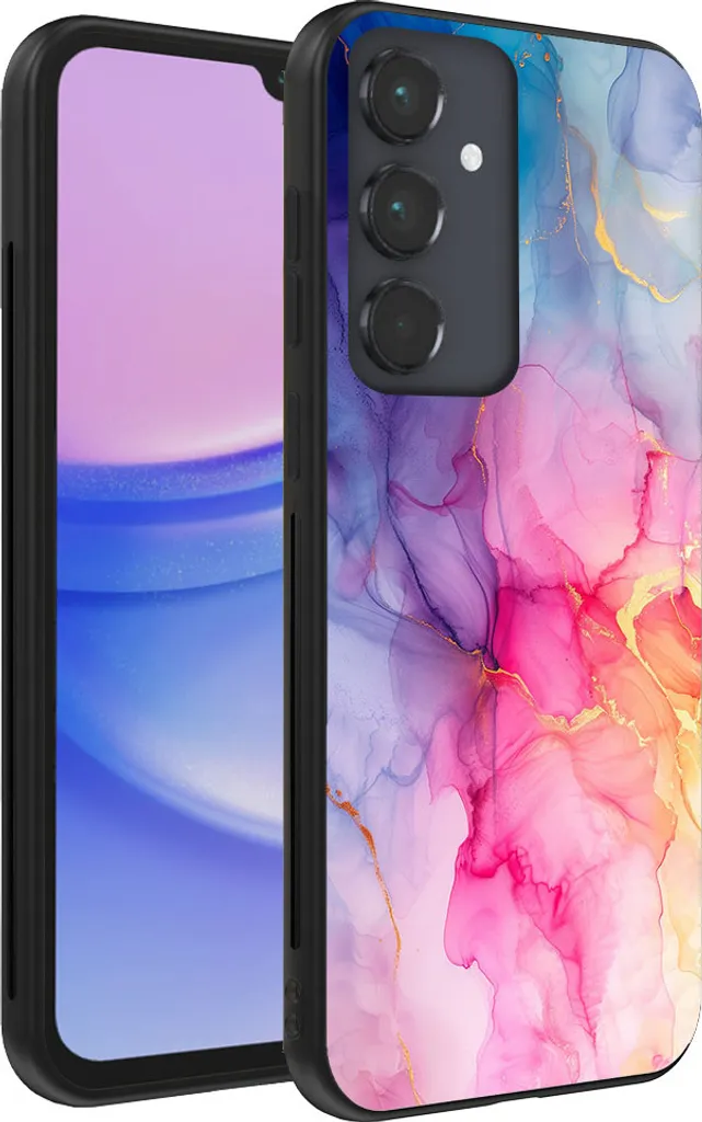 Custodia Samsung A15 Design Marmo - Cover Protettiva Arcobaleno