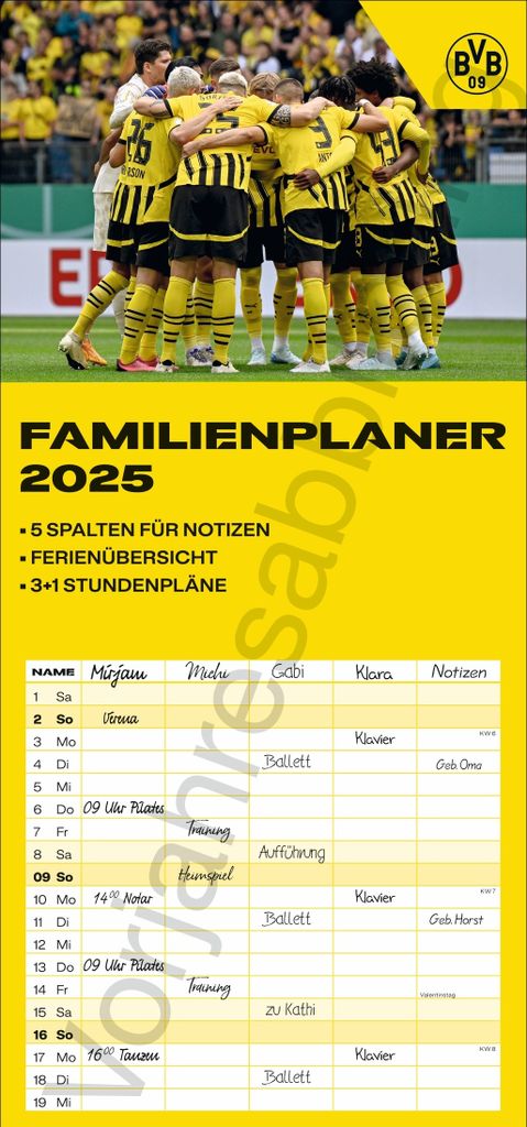 Kalender 2026 - BVB Familienplaner