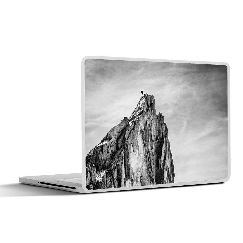 MuchoWow Laptop Aufkleber Sticker Cover Berg - Natur - Klettern - Schwarz und weiß 40x30 cm - Laptop Dekoration - Selbstklebend