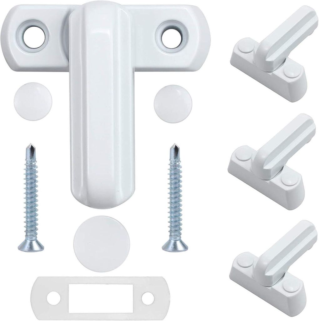 4 Fensterverriegelungen, Zinklegierung, Weiß, für UPVC/PVC-Türen/Fenster, Haussicherheit